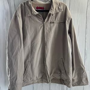 Vintage Y2K Old Navy Canvas Military Surplus Gear Jacket Tan Khaki Zip Mens XXL